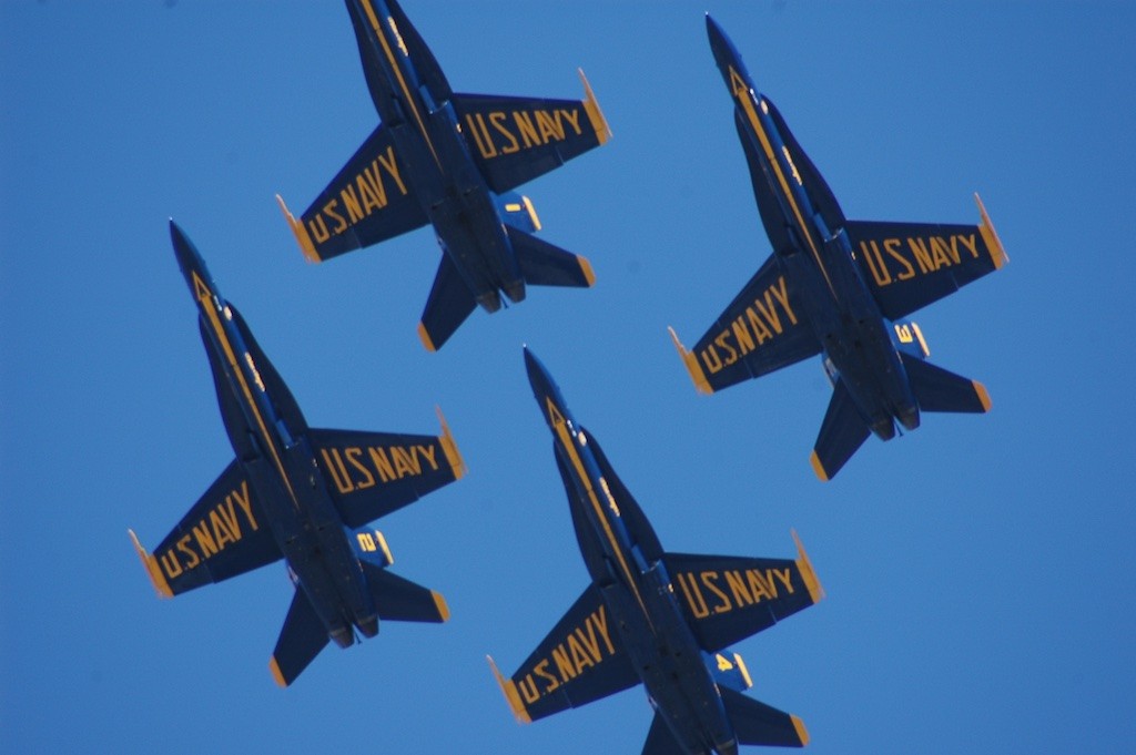 Blue Angels in the San Francisco sky.